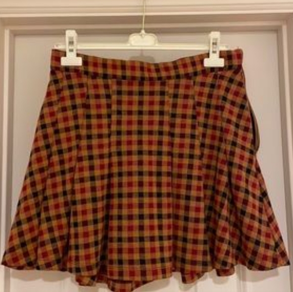 🆕 Free People Honey Plaid High Rise Heavy Fabric Skirt. NWT - Picture 6 of 9